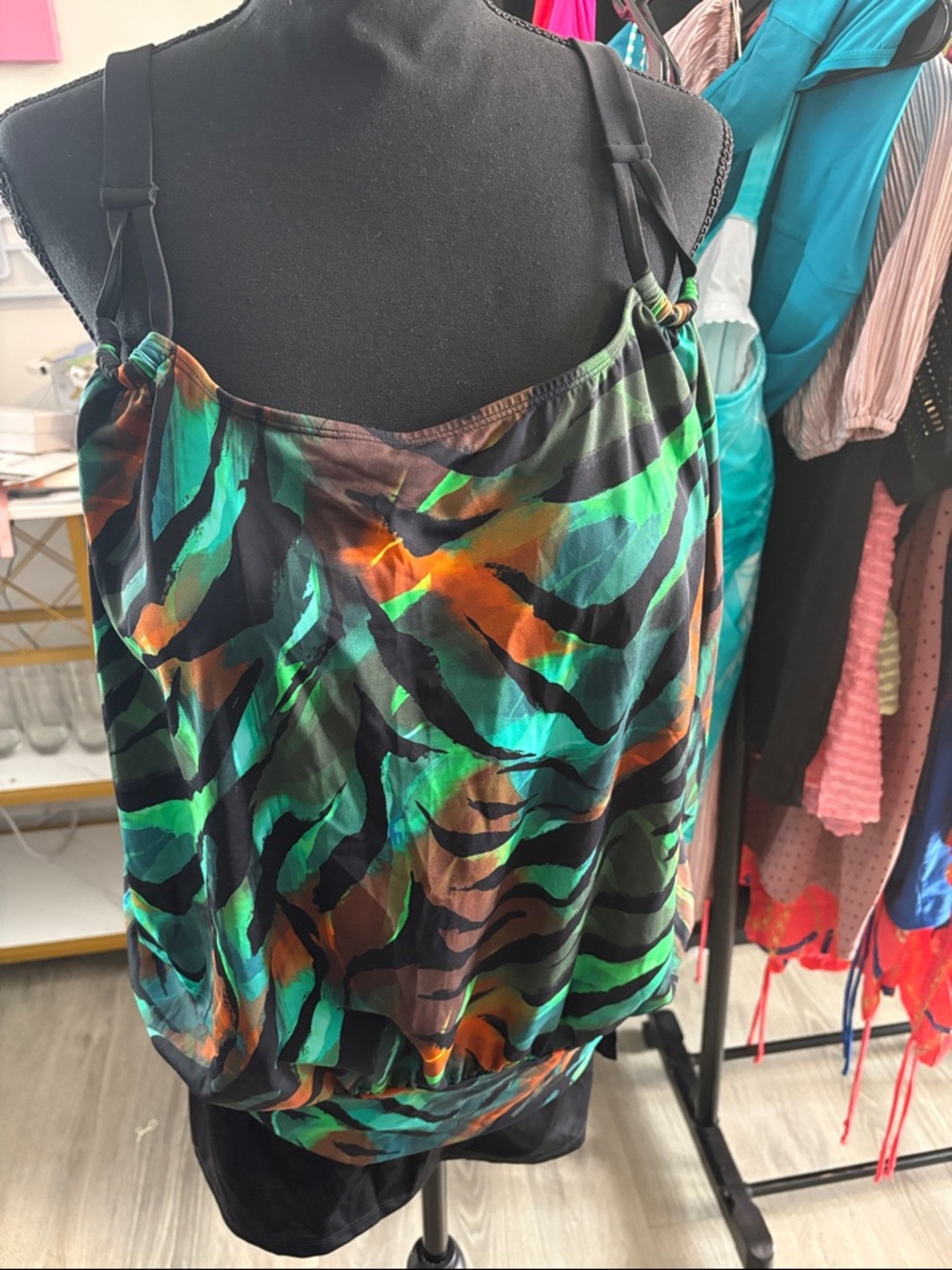 Women's Multicolor Zebra-Print Satin Cami Top
